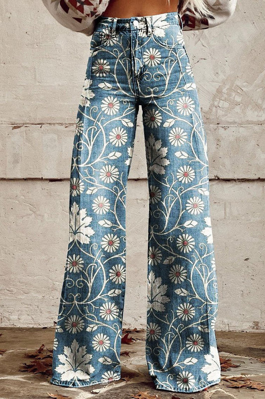 ISOLDE | Elegante Boho Broek met Bloemenpatroon
