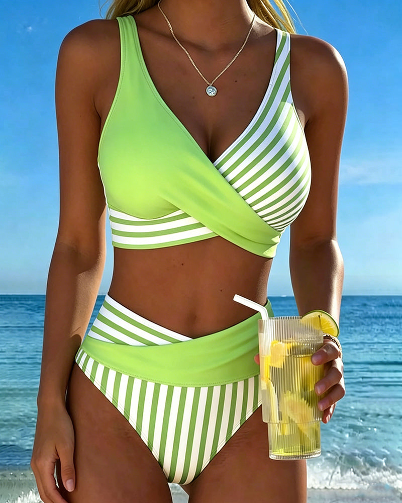 Émilienne | Overslagbikini met streeppatroon
