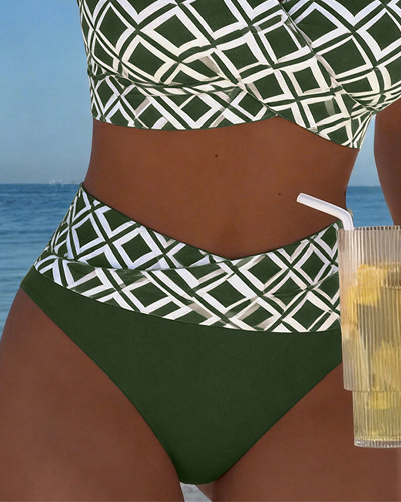 Mireia | High-waist bikini met ruitprint