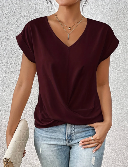 Kamila | Modern T-shirt met Vrouwelijke V-Hals 1+1 GRATIS