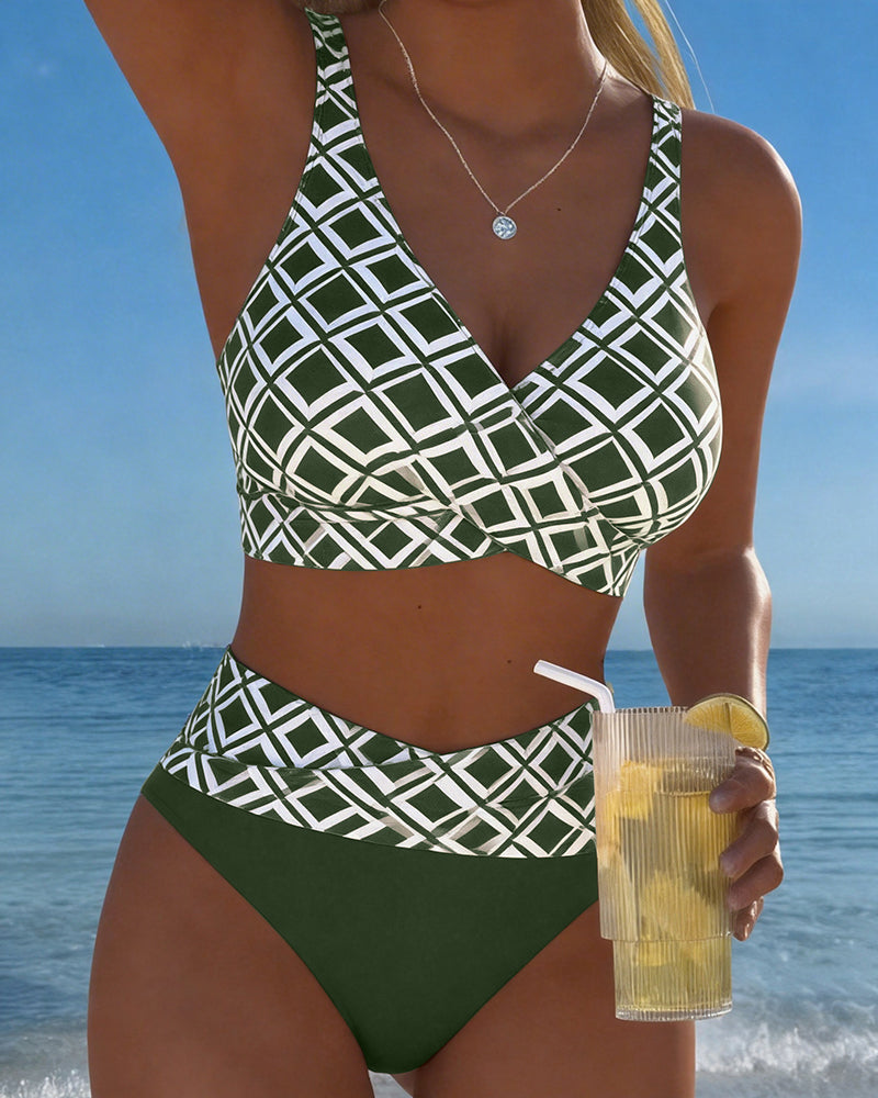 Mireia | High-waist bikini met ruitprint