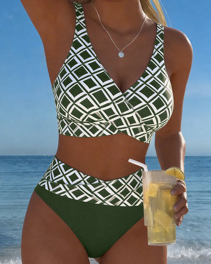 Mireia | High-waist bikini met ruitprint