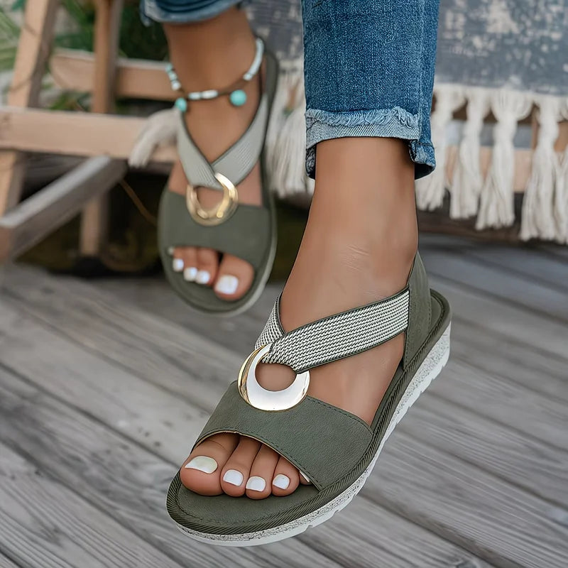Sophie | Platte Sandalen met Metalen Gesp