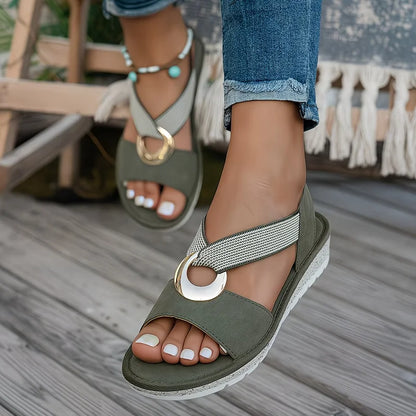 Sophie | Platte Sandalen met Metalen Gesp