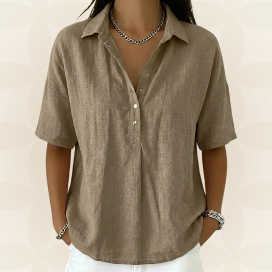 Amber | Blouse met kraag en knoopdetail 1+1 GRATIS