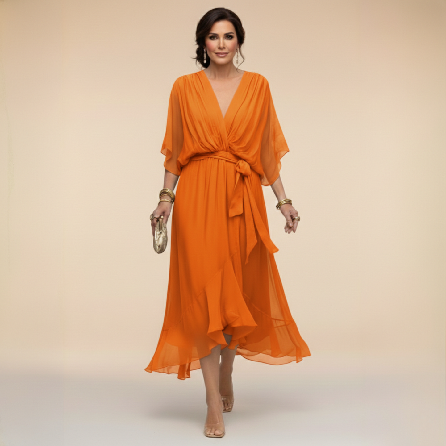Juliette | Stijlvolle Chiffon Jurk met V-Hals