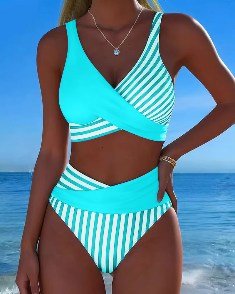 Émilienne | Overslagbikini met streeppatroon