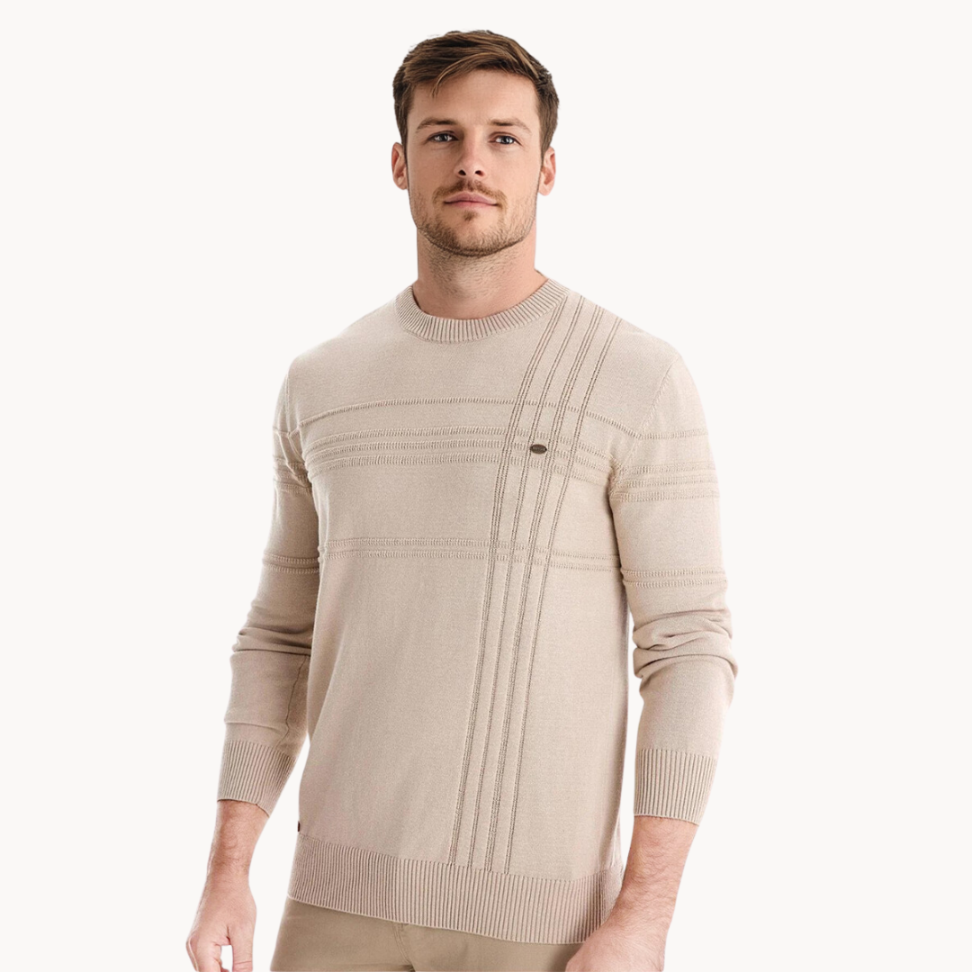 PIERREX | Katoenen herentrui met streepdesign