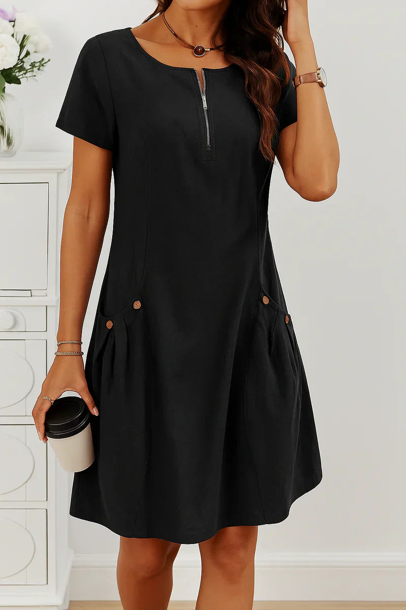 Nathalie | Comfortabele zomerjurk met stijlvolle ritssluiting