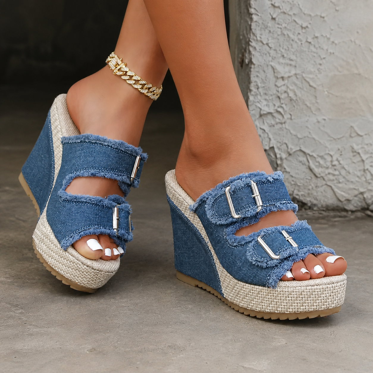 Maëlle | Stijlvolle sleehaksandalen met rafelrand