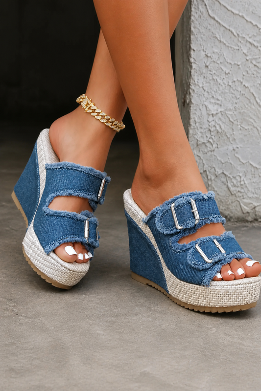 Maëlle | Stijlvolle sleehaksandalen met rafelrand