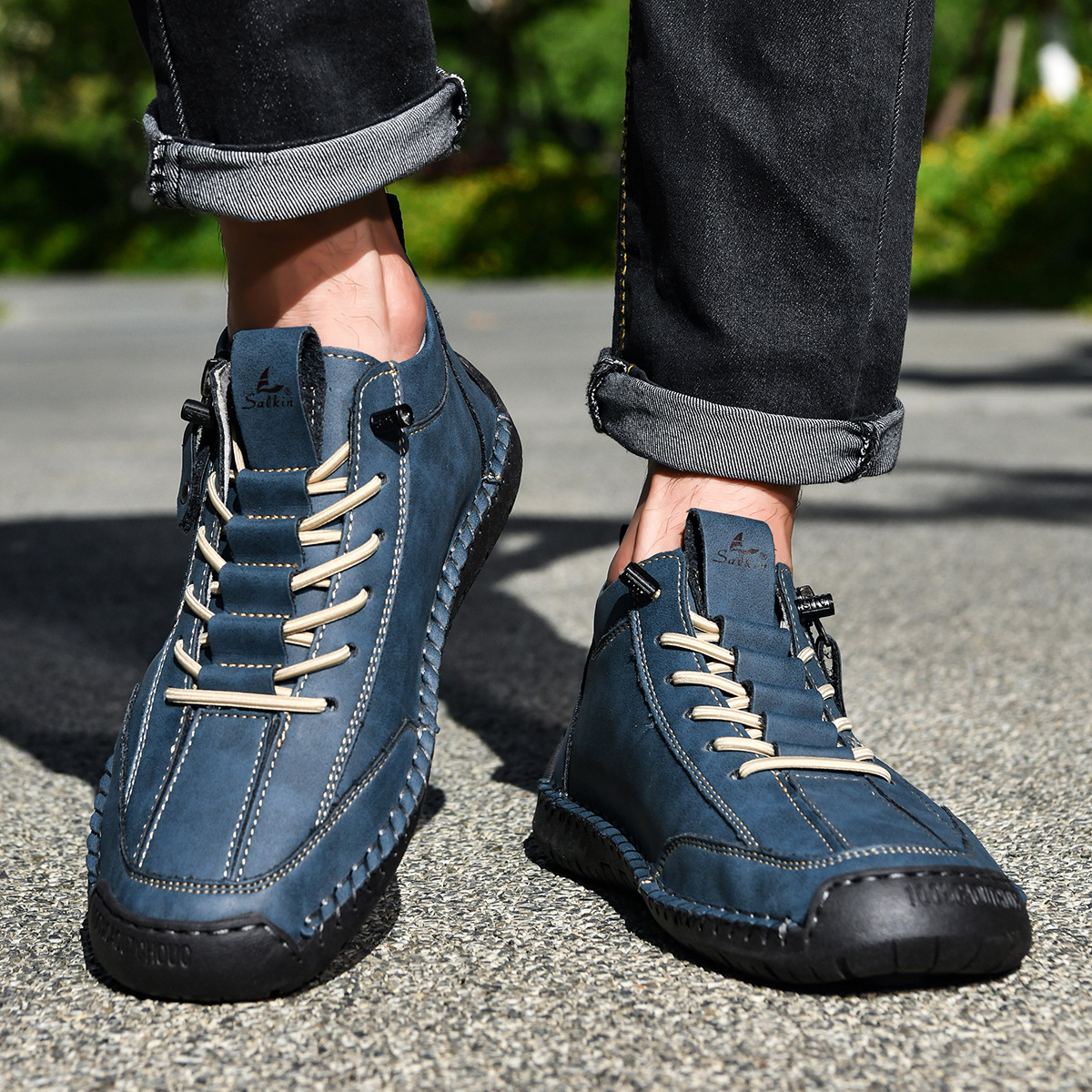 SAVERIO | Nubuckleder Schoenen met Rits voor Mannen