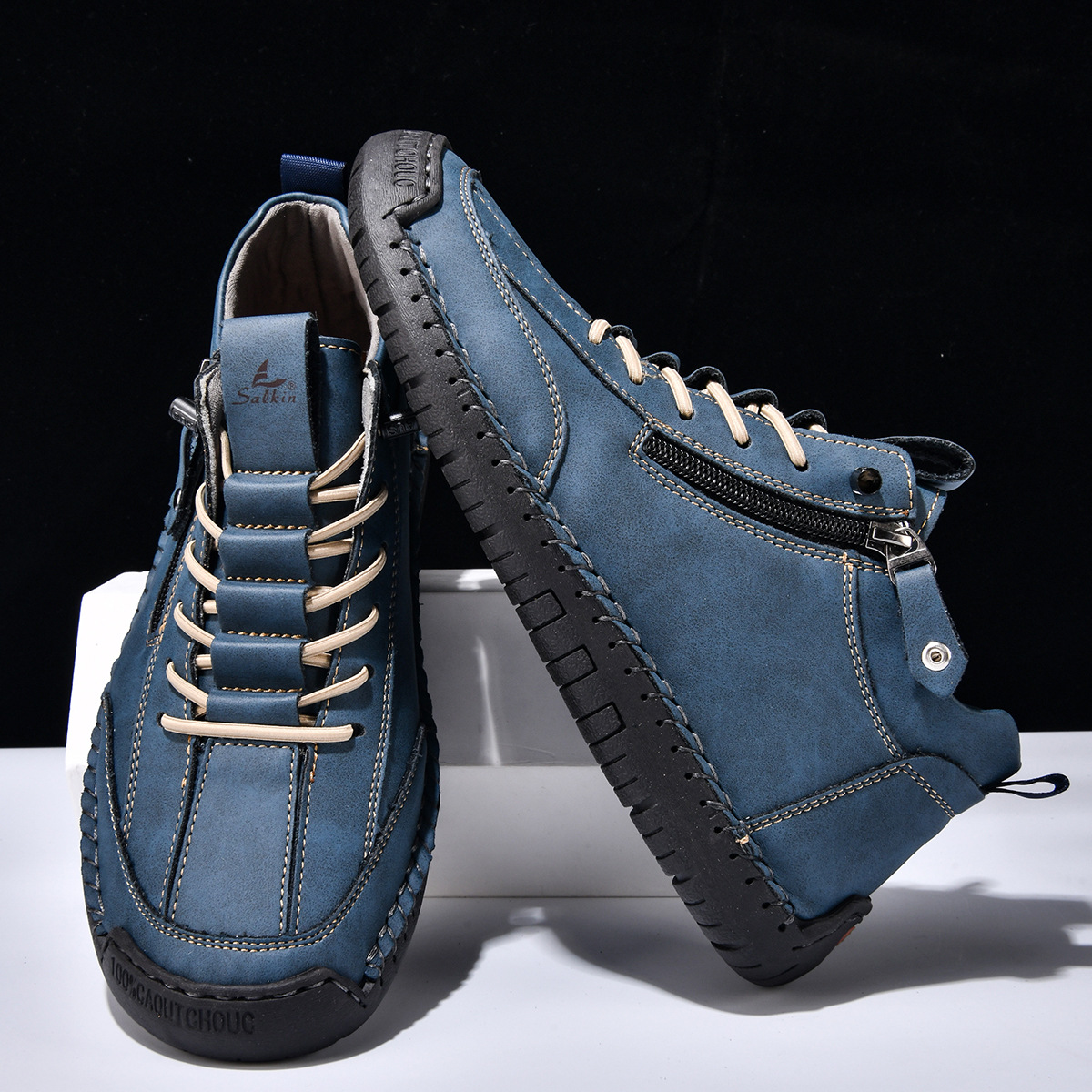 SAVERIO | Nubuckleder Schoenen met Rits voor Mannen