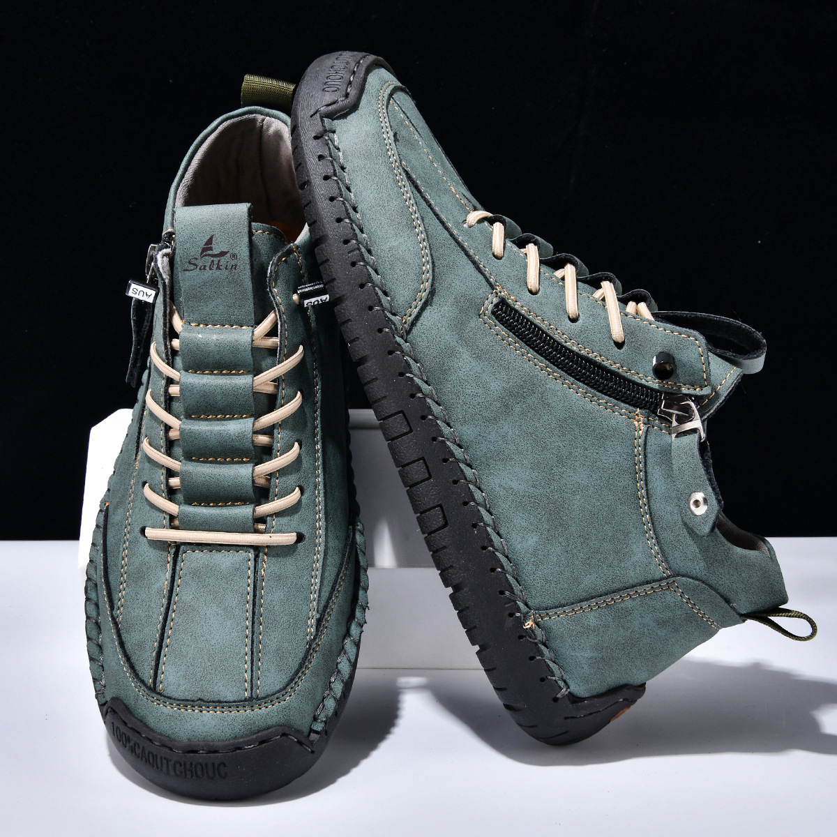 SAVERIO | Nubuckleder Schoenen met Rits voor Mannen