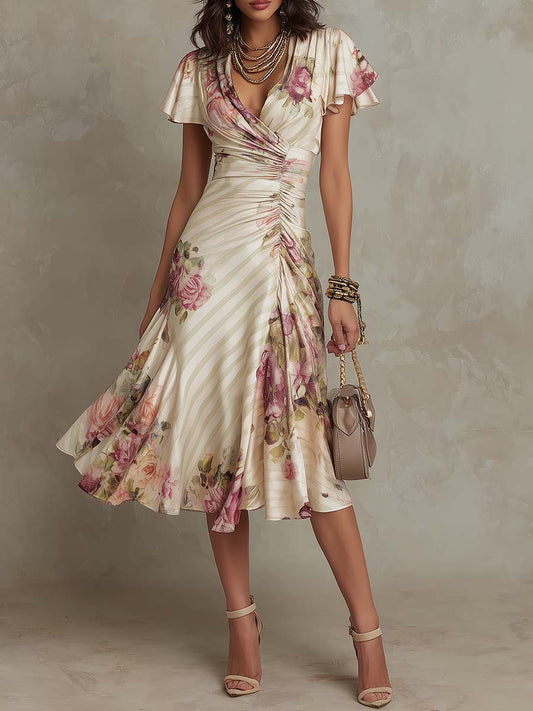 Juliette | Elegante Satijnen Bloemenjurk