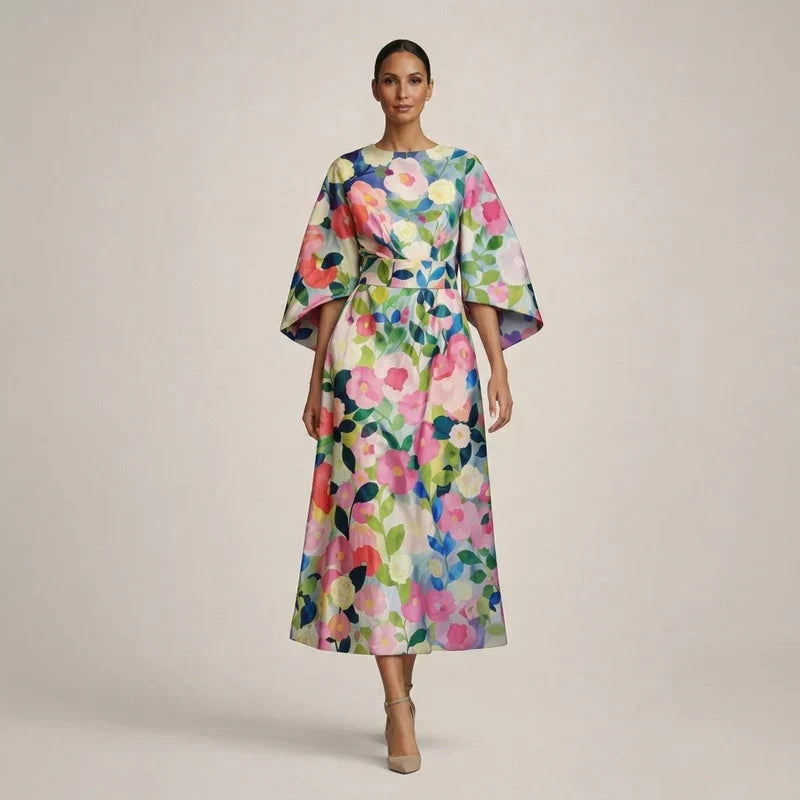 Aurélia | Midi-jurk met bloemenprint en geaccentueerde taille