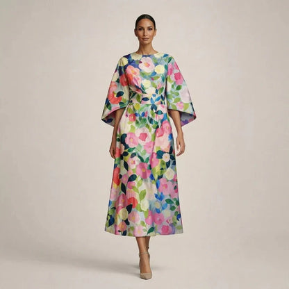 Aurélia | Midi-jurk met bloemenprint en geaccentueerde taille