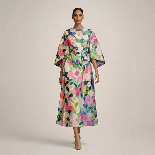 Aurélia | Midi-jurk met bloemenprint en geaccentueerde taille