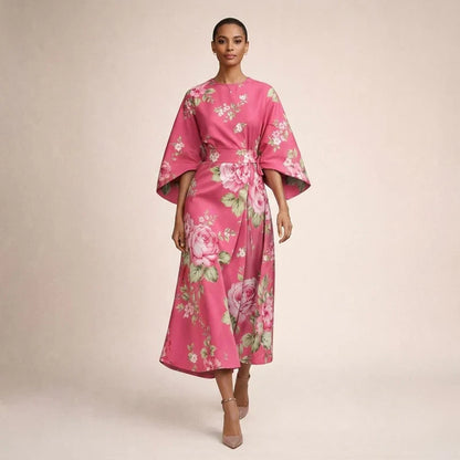 Aurélia | Midi-jurk met bloemenprint en geaccentueerde taille