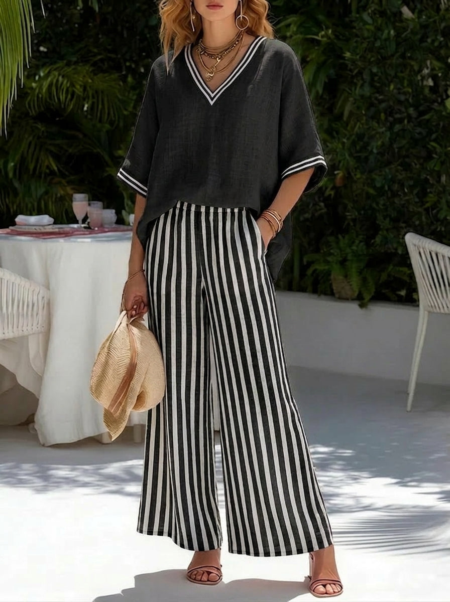Lena - Elegant en casual gestreept setje