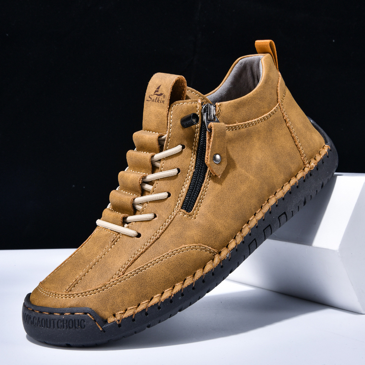SAVERIO | Nubuckleder Schoenen met Rits voor Mannen
