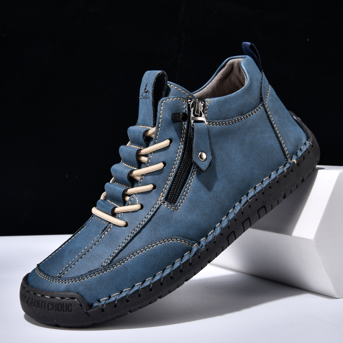 SAVERIO | Nubuckleder Schoenen met Rits voor Mannen