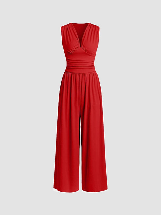 Luvexe – Chique mouwloze jumpsuit met wijde pijpen