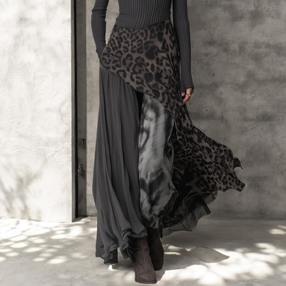 NATALIA | Lange Jurk met Elegante Luipaardprint en Flatterende Vloeiing