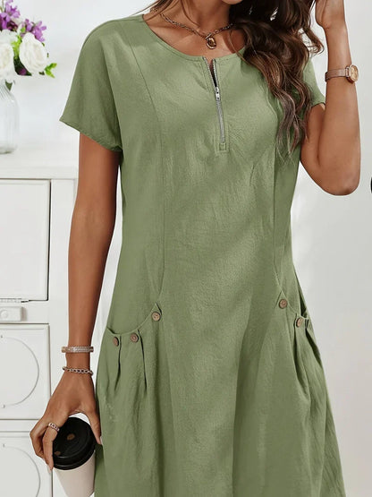 Nathalie | Comfortabele zomerjurk met stijlvolle ritssluiting