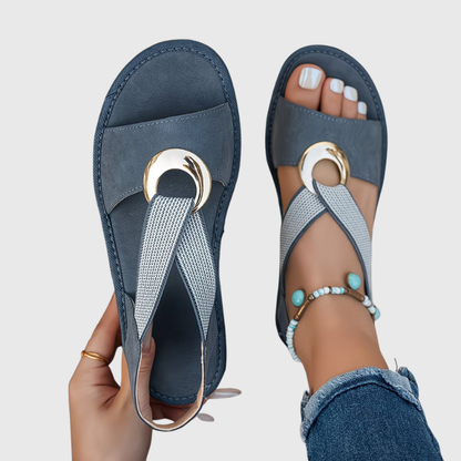 Sophie | Platte Sandalen met Metalen Gesp
