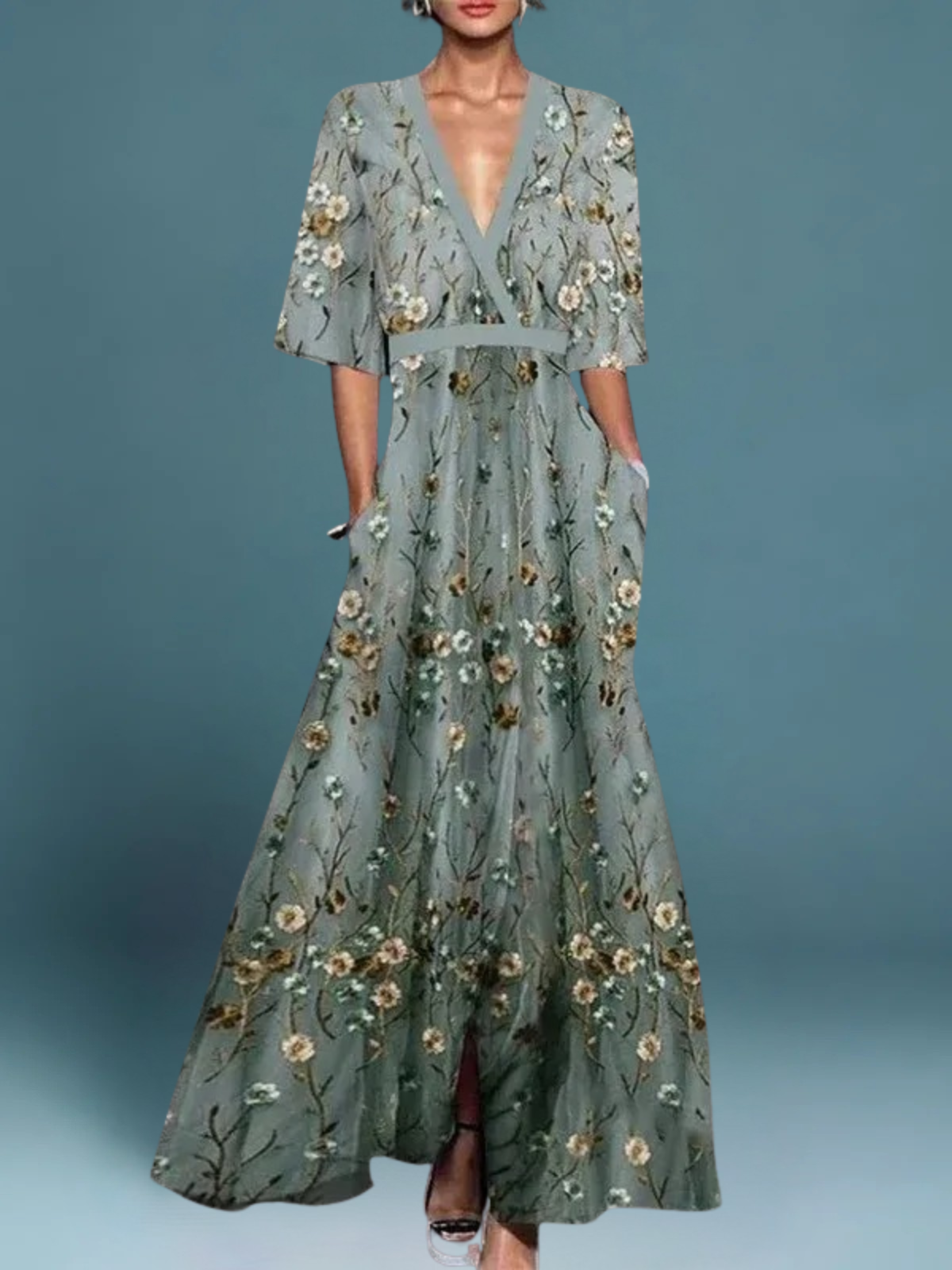 VIVIENNE | Lange Bloemenjurk Chic en Verfijnd