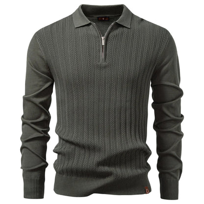 MATHIAS | LUXE STRUCTUUR POLO MET RITS VOOR HEREN