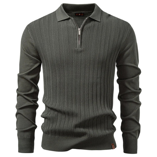 MATHIAS | LUXE STRUCTUUR POLO MET RITS VOOR HEREN