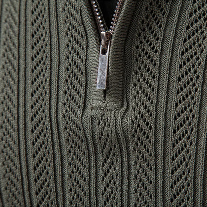 MATHIAS | LUXE STRUCTUUR POLO MET RITS VOOR HEREN