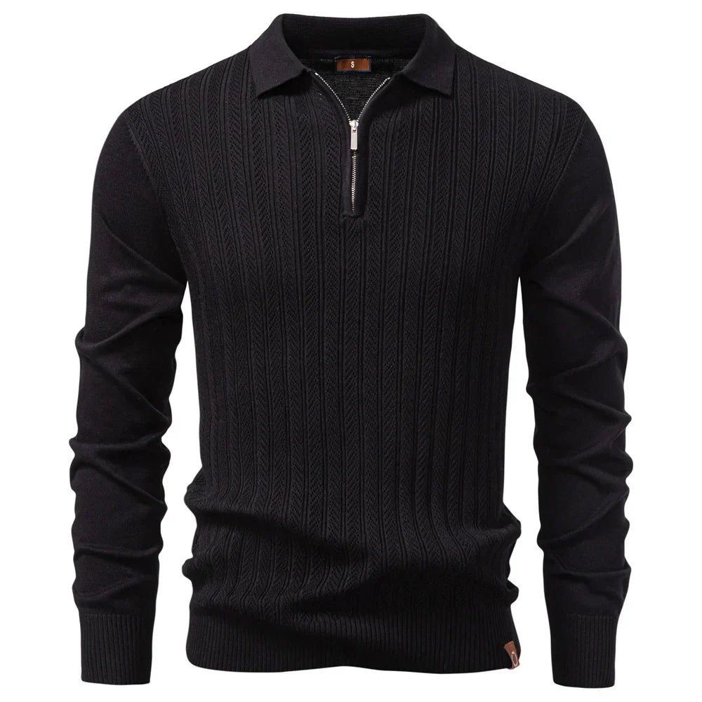 MATHIAS | LUXE STRUCTUUR POLO MET RITS VOOR HEREN