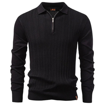 MATHIAS | LUXE STRUCTUUR POLO MET RITS VOOR HEREN