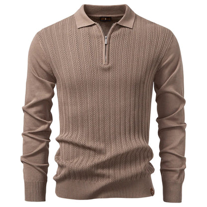 MATHIAS | LUXE STRUCTUUR POLO MET RITS VOOR HEREN