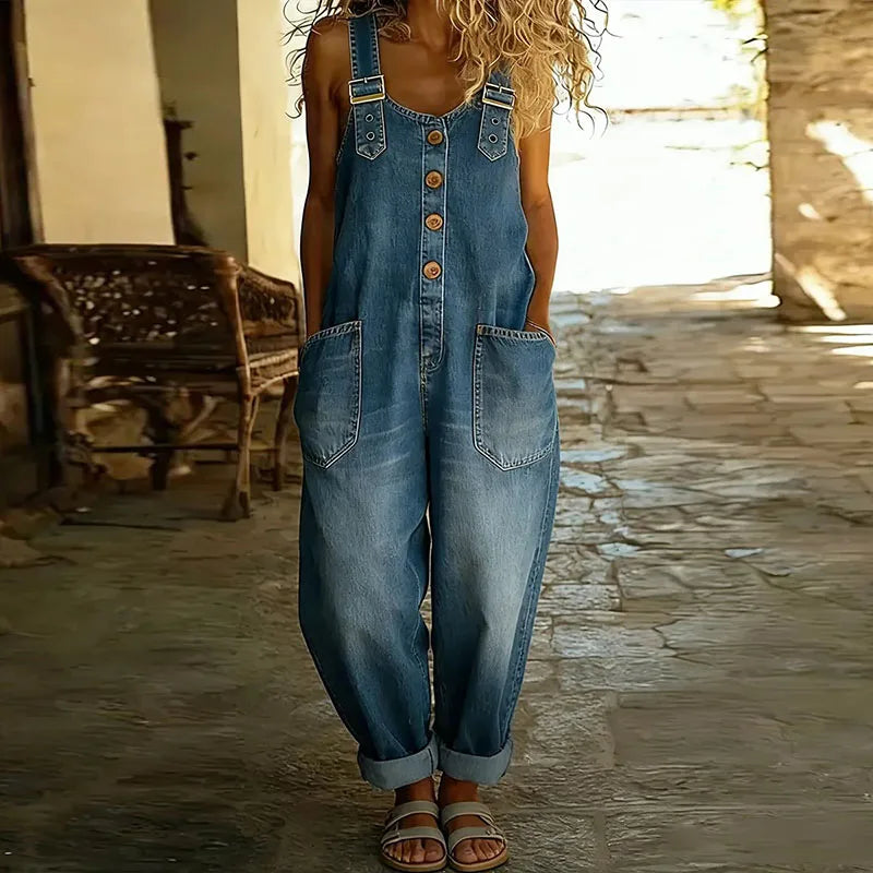 Donatella | Vintage denim jumpsuit met verstelbare schouderbanden