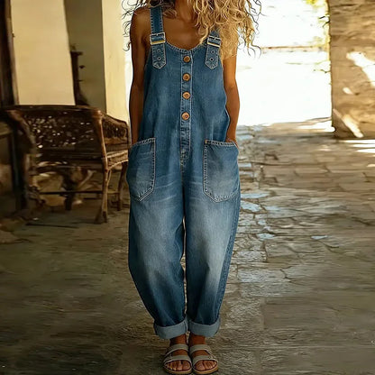 Donatella | Vintage denim jumpsuit met verstelbare schouderbanden