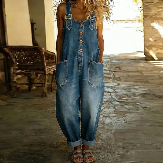 Donatella | Vintage denim jumpsuit met verstelbare schouderbanden