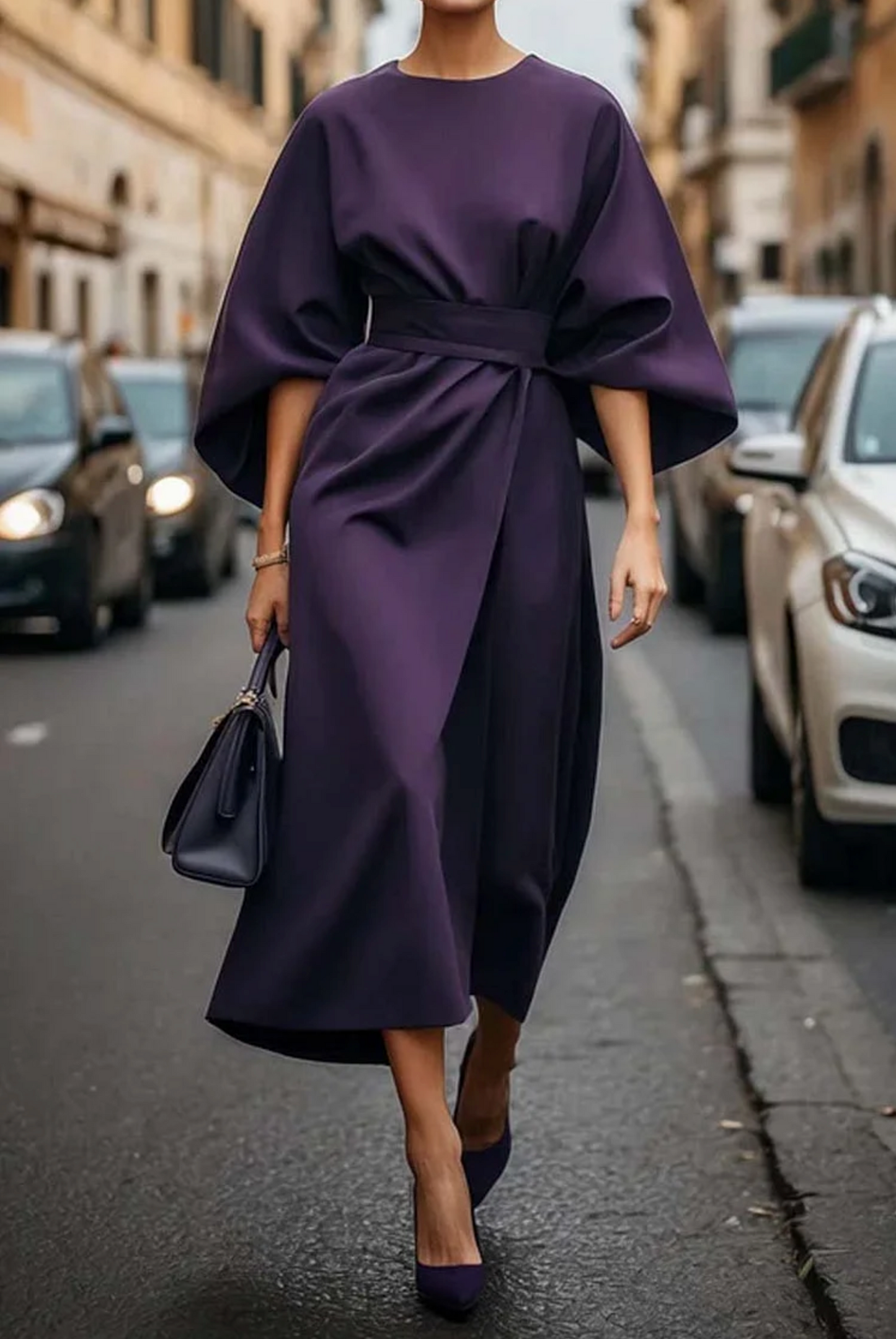SERAPHINA | Elegante Jurk met Lanternmouwen en Tailleband