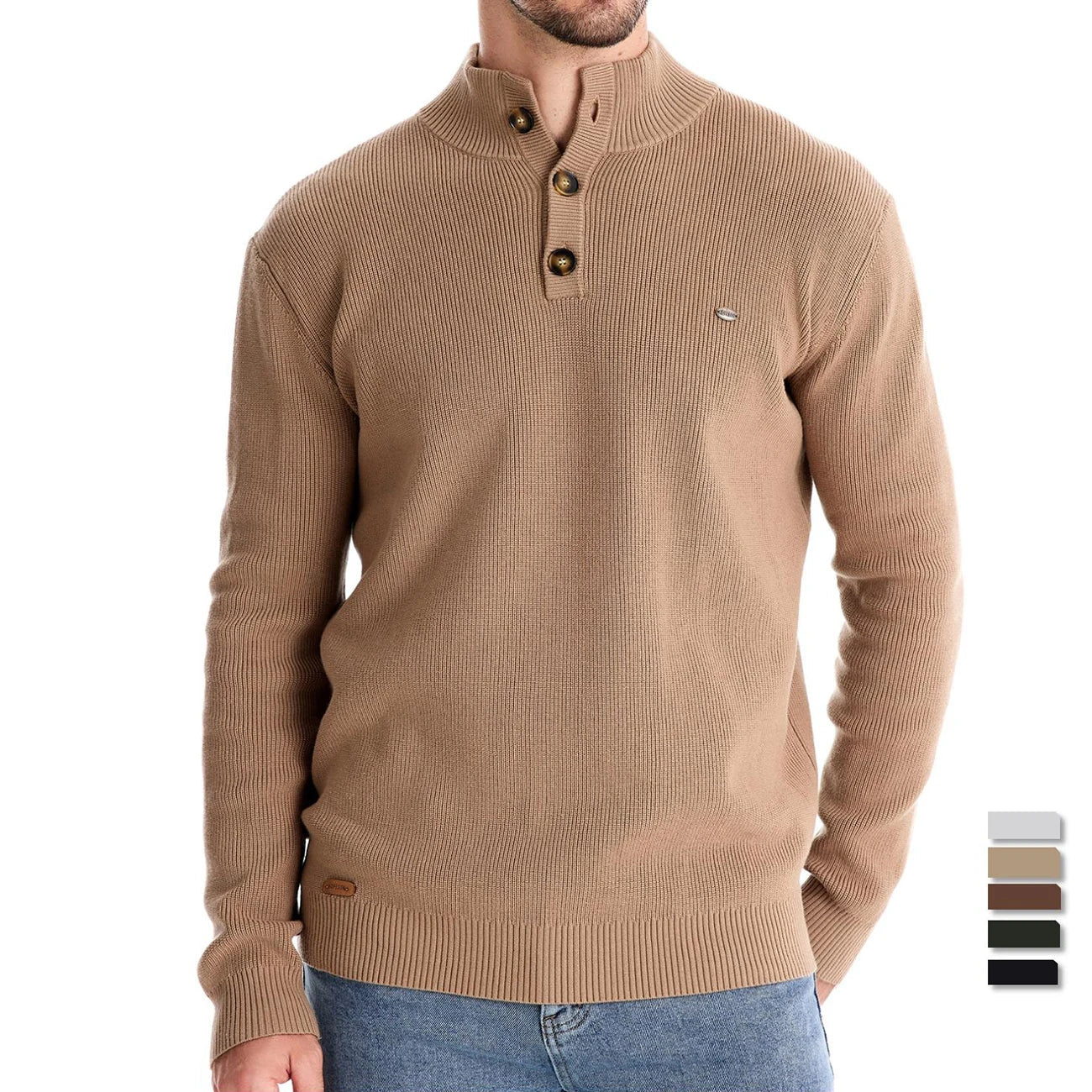 JORVIK | Herenpullover met knoopdesign
