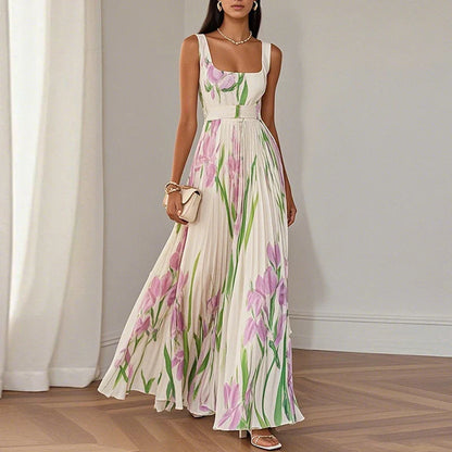 Eloise | Elegante bloemen maxi-jurk met flatterende plooien