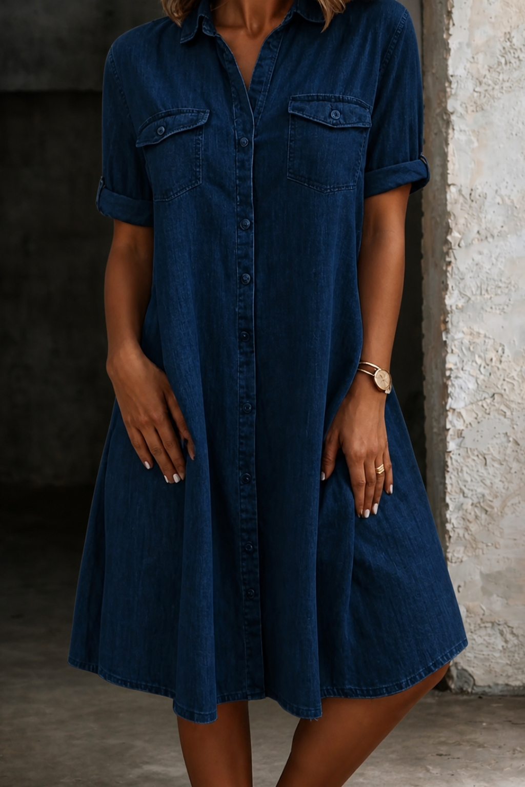 Alessia | Casual denim midi-jurk