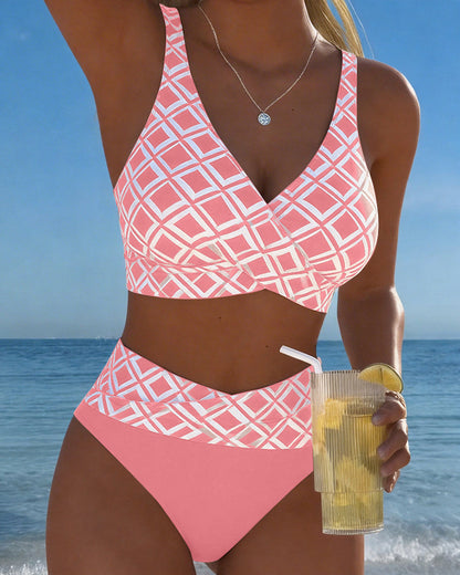 Mireia | High-waist bikini met ruitprint
