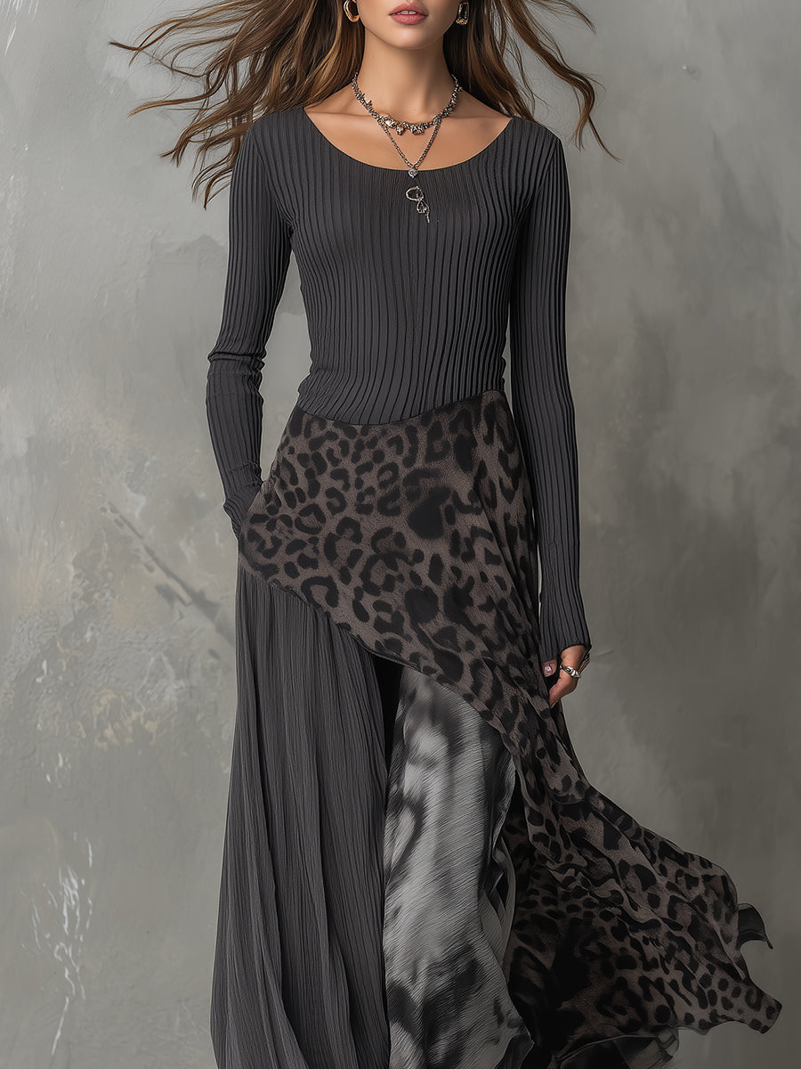 Kaia | Lange Jurk met Luipaardprint