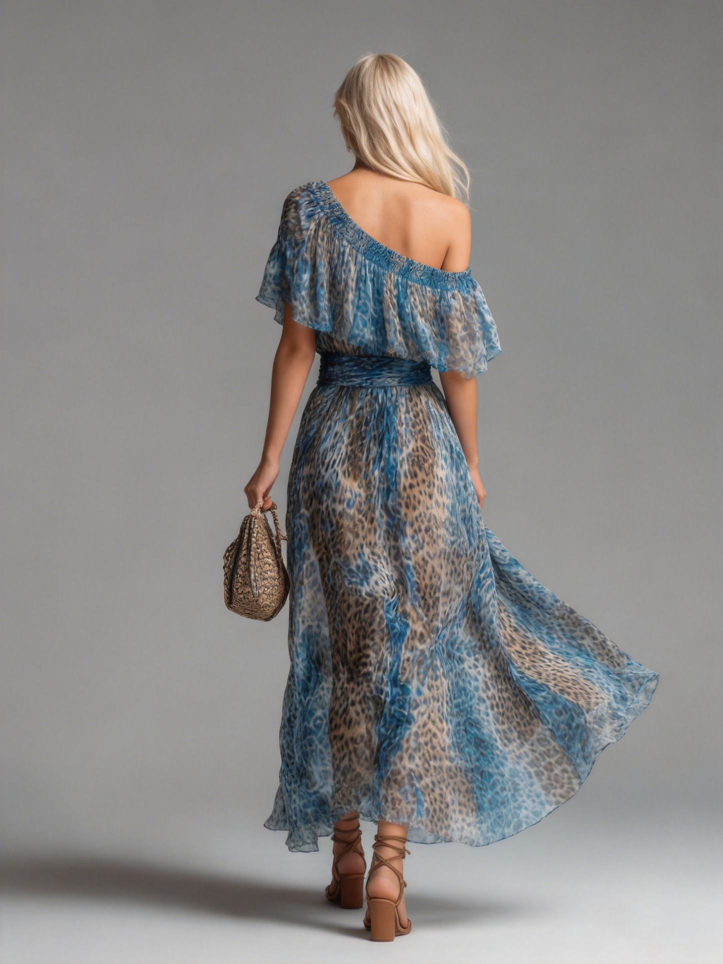 Savannah | Chique Chiffon Maxi Jurk met Luipaardprint