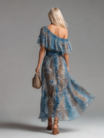 Savannah | Chique Chiffon Maxi Jurk met Luipaardprint