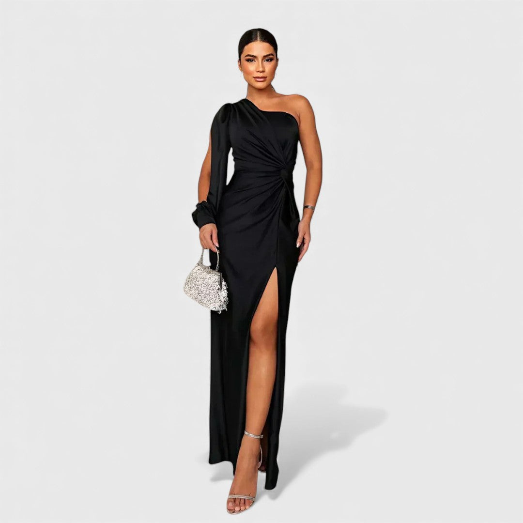 VALERIE | Elegante Maxi Jurk met One-Shoulder Pasvorm voor Avond & Feest