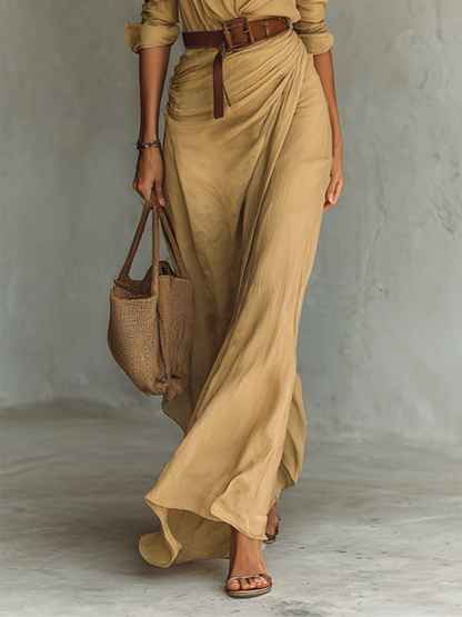 Lucienne | Elegante Maxi Jurk met Reverskraag